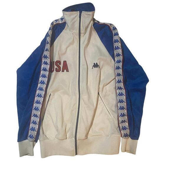 Rare Vintage Kappa Sport USA Track Jacket Made in Italy Men's Small Blue Cream - Picture 1 of 4